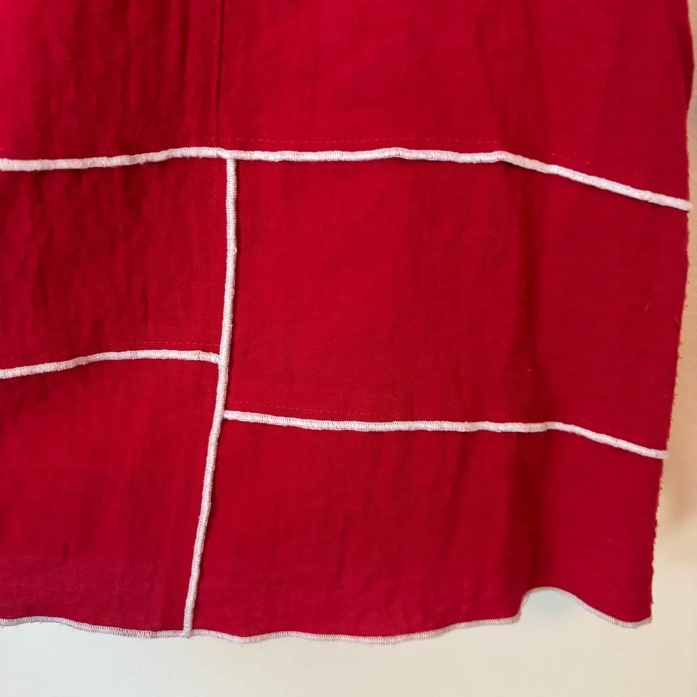 Ali Miles Red Boxy Blouse with 3/4 Sleeves petite Medium - Picture 6 of 9